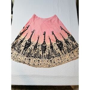 LACERA SWING STYLE 100% Cotton Skirt / Giraffe Ombré Pink & Brown Design  Sz -XL